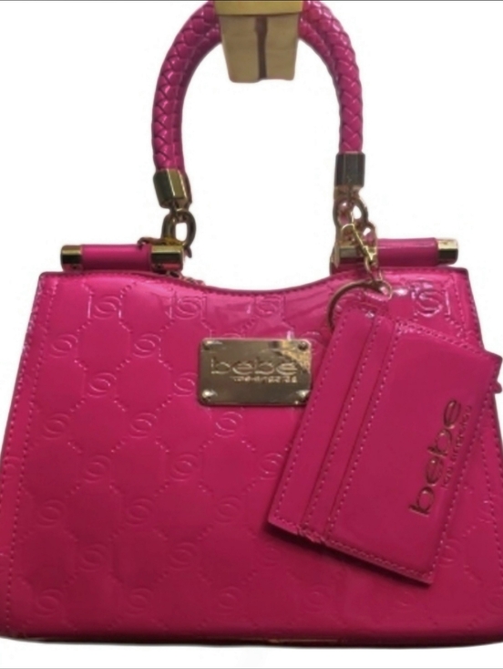 bebe Handbags - New Bebe Dana Patent leather Fuchsia Pink Satchel/ Crossbody Bag